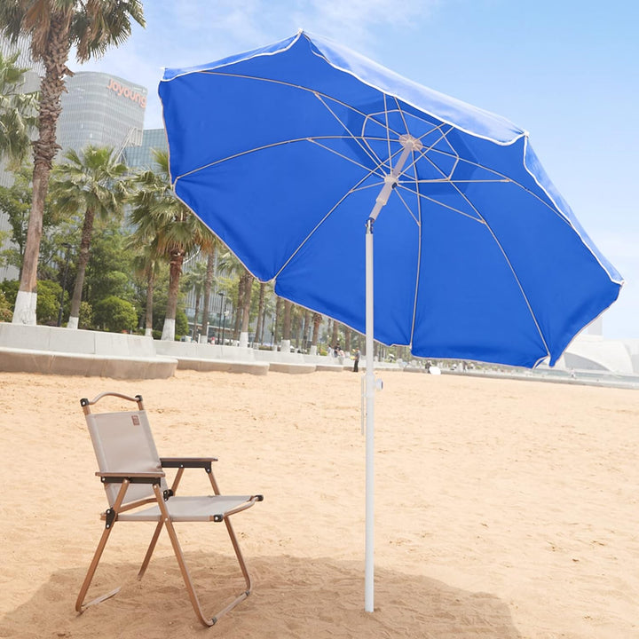 6 Ft. Classic Oxford Silverlined Beach Umbrella with anchor - Solids - Blue