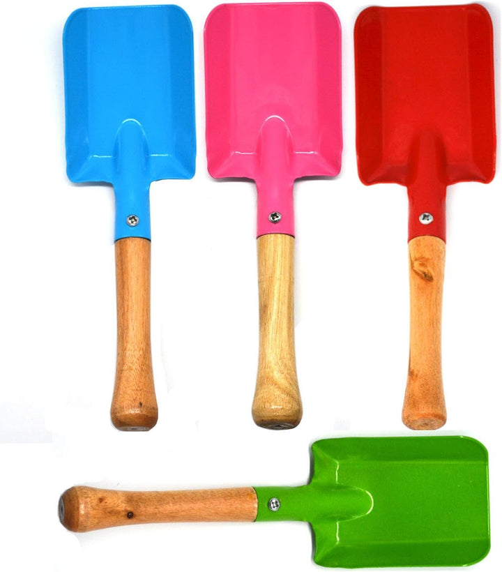 BrightBuilders Wood Sand Shovel with Handle - Blue / Green / Purple / Red