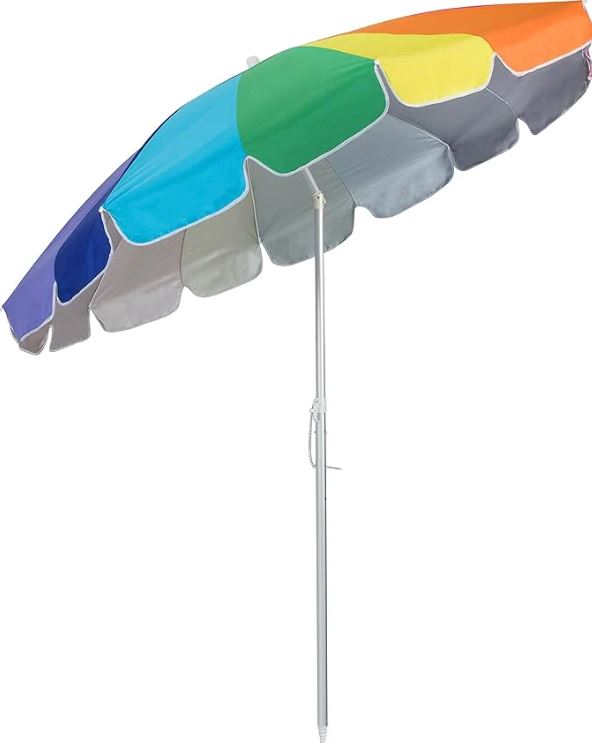 8 ft. 20 Panel Jumbo Vented Fiberglass Beach Umbrella with Anchor Screw Pole