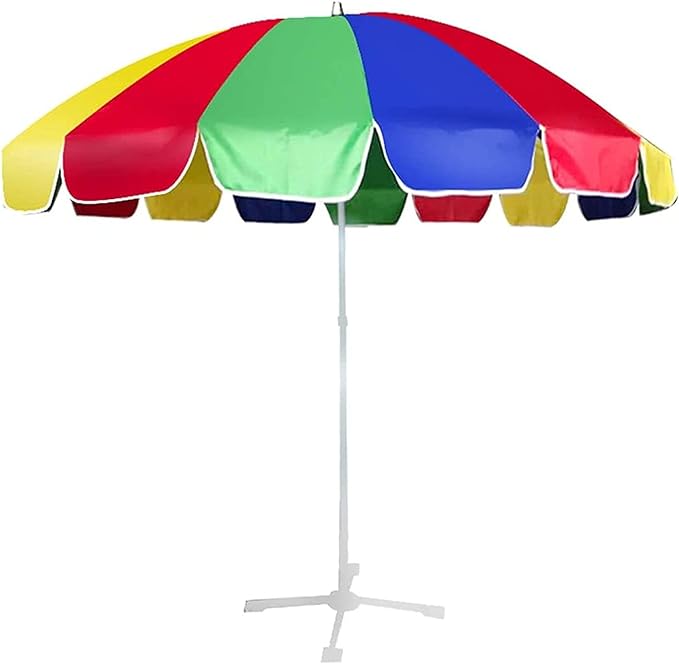 8 ft. 20 Panel Jumbo Vented Fiberglass Beach Umbrella with Anchor Screw Pole