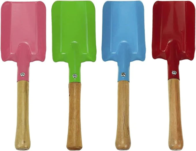 BrightBuilders Wood Sand Shovel with Handle - Blue / Green / Purple / Red