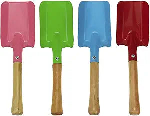 BrightBuilders Wood Sand Shovel with Handle - Blue / Green / Purple / Red