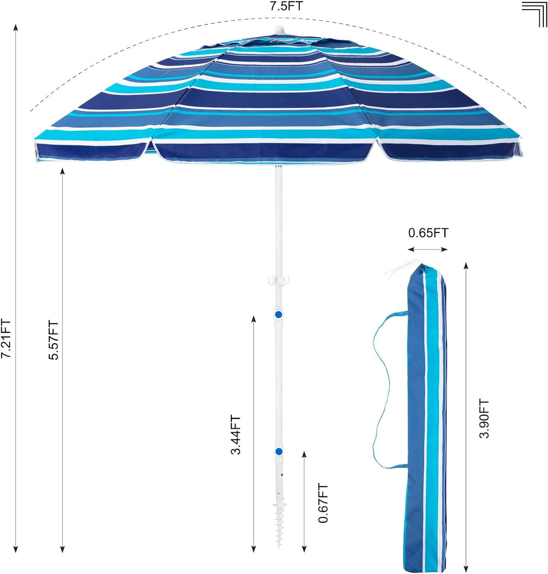 SunSafe 6.5 ft Beach Umbrella