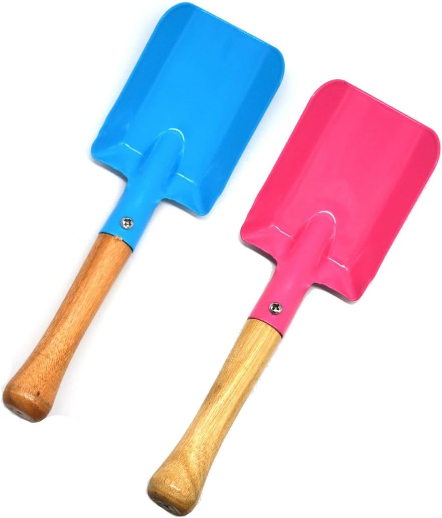 BrightBuilders Wood Sand Shovel with Handle - Blue / Green / Purple / Red