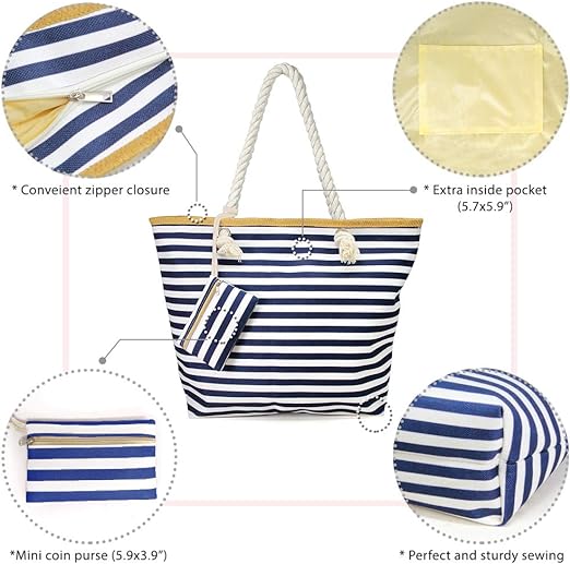 Fresko Striped Beach Tote Bag