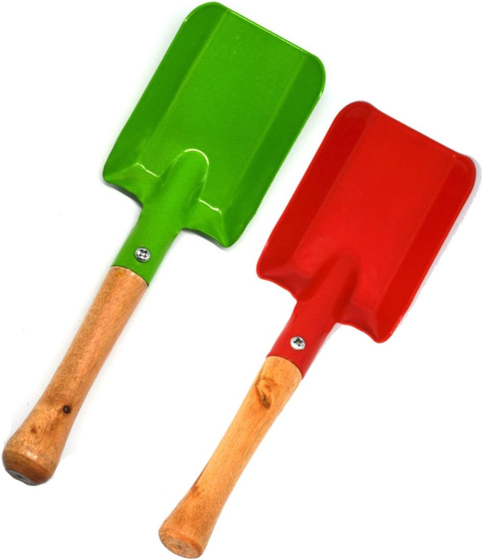 BrightBuilders Wood Sand Shovel with Handle - Blue / Green / Purple / Red