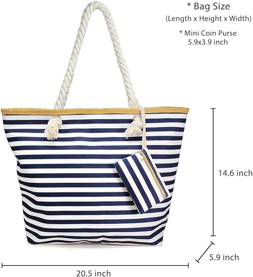 Fresko Striped Beach Tote Bag