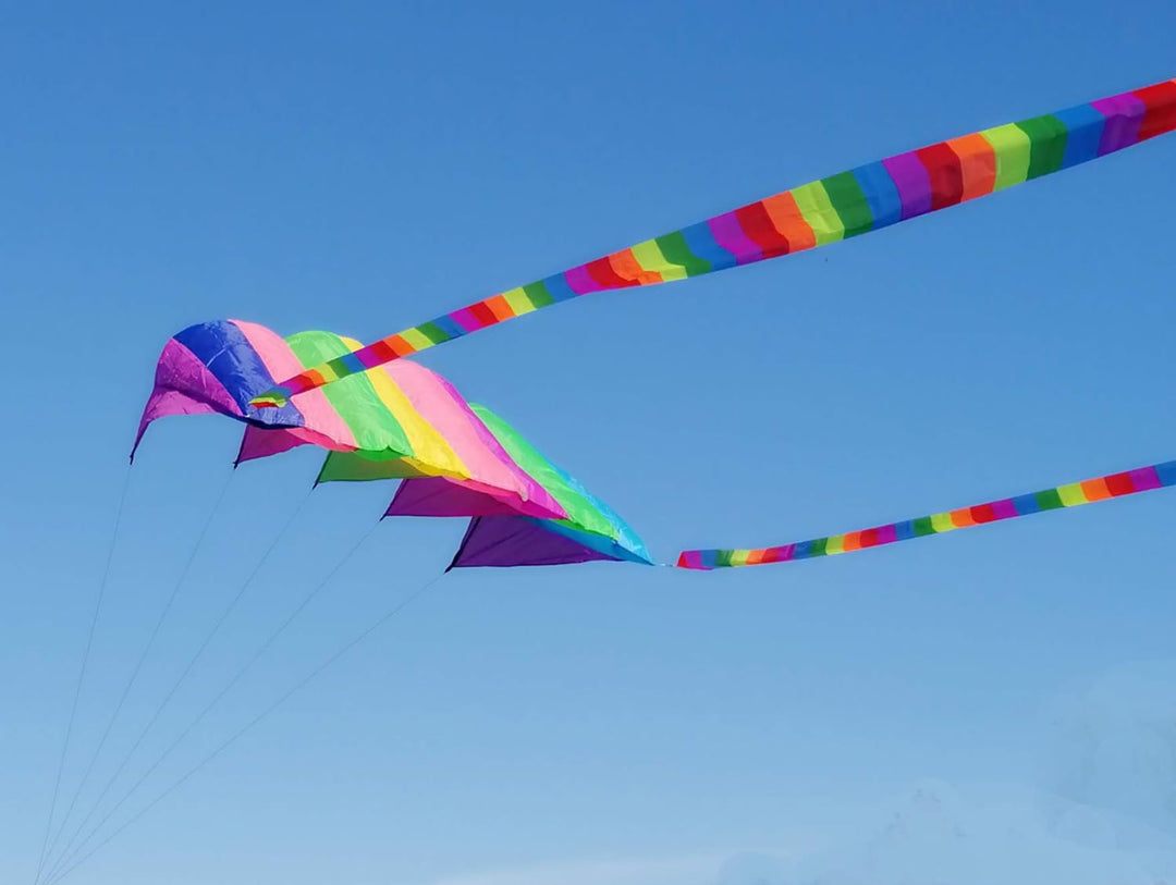 60" Rainbow Kite Tails - Helps your friends find you on the beach - Beach Location Marker