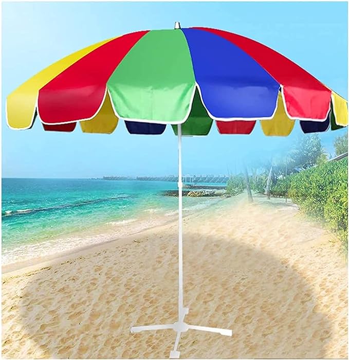 8 ft. 20 Panel Jumbo Vented Fiberglass Beach Umbrella with Anchor Screw Pole