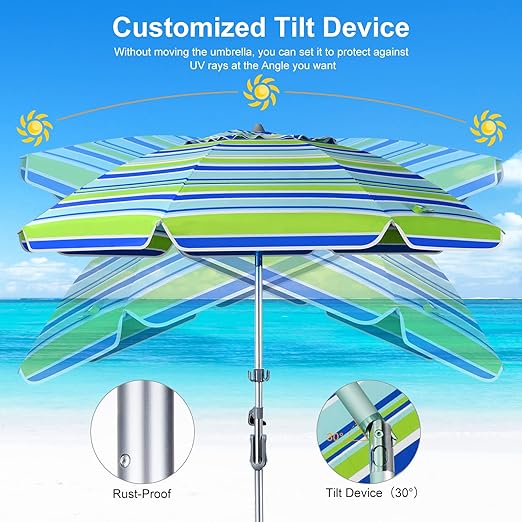 6 Ft. Classic Oxford Silverlined Beach Umbrella