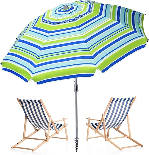 6 Ft. Classic Oxford Silverlined Beach Umbrella