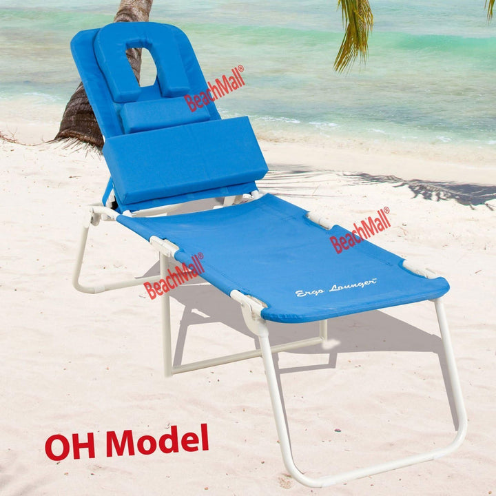 Ergo Lounger OH Original Folding Face Down Aluminum Beach Lounger Blue