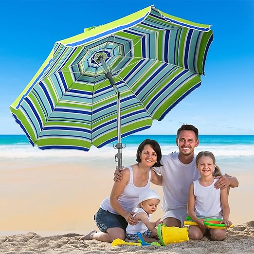 6 Ft. Classic Oxford Silverlined Beach Umbrella