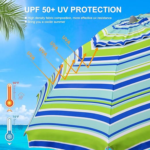 6 Ft. Classic Oxford Silverlined Beach Umbrella