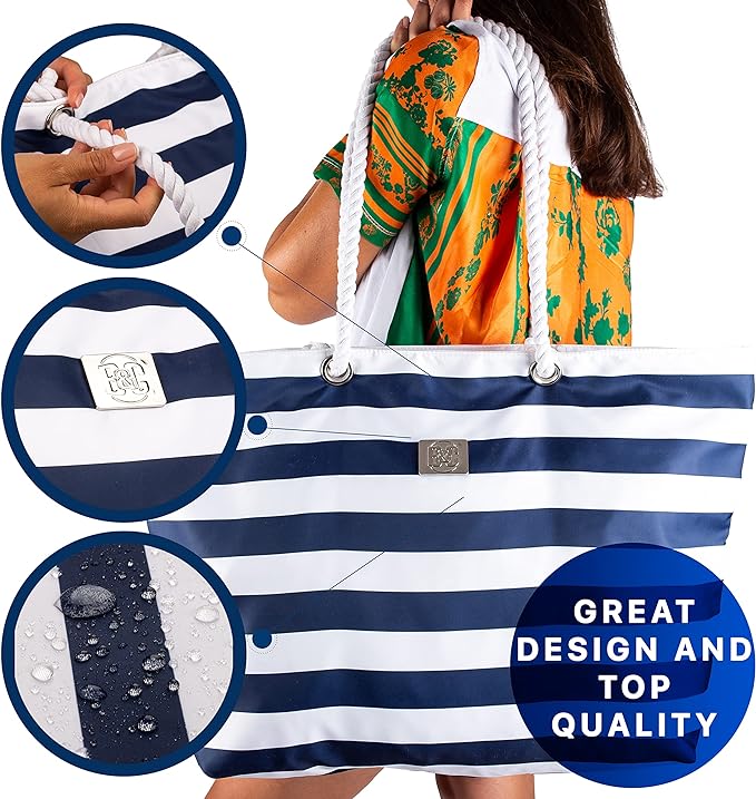 Fresko Striped Beach Tote Bag with Coin Purse Tropical