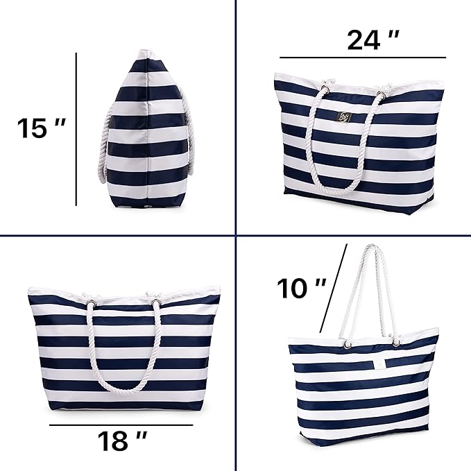 Fresko Striped Beach Tote Bag with Coin Purse Tropical