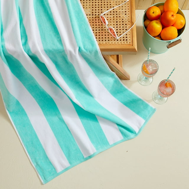 Printed Velour Beach Towel  Cabana Stripe Lime