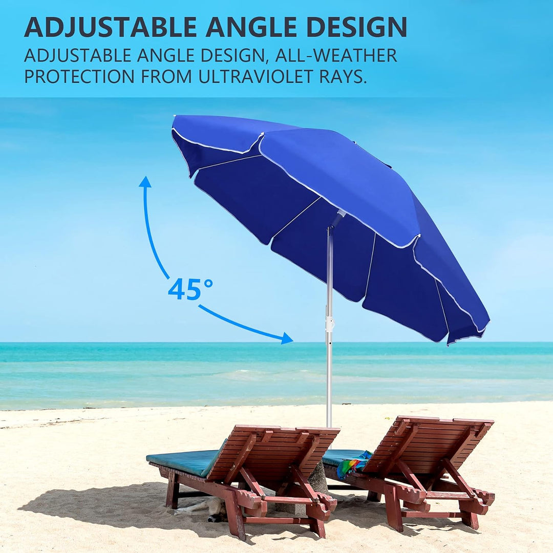 6 Ft. Classic Oxford Silverlined Beach Umbrella with anchor - Solids - Blue