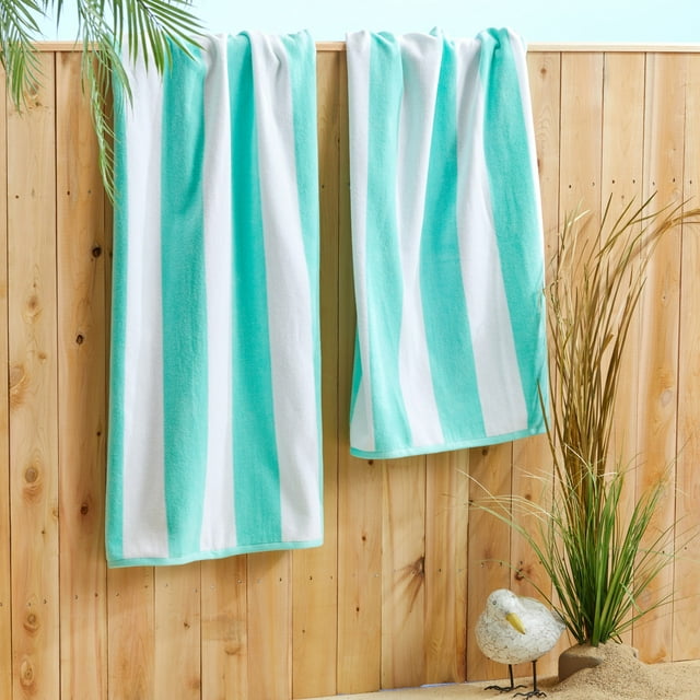 Printed Velour Beach Towel  Cabana Stripe Lime