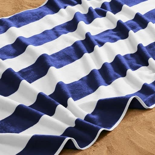 Velour Navy Stripe Beach Towel