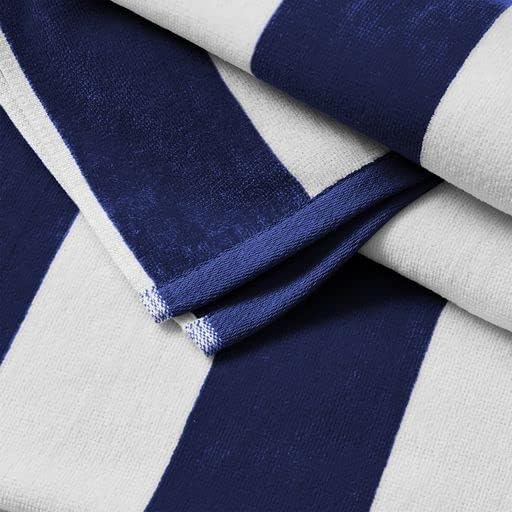 Velour Navy Stripe Beach Towel