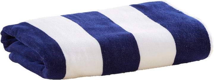 Velour Navy Stripe Beach Towel