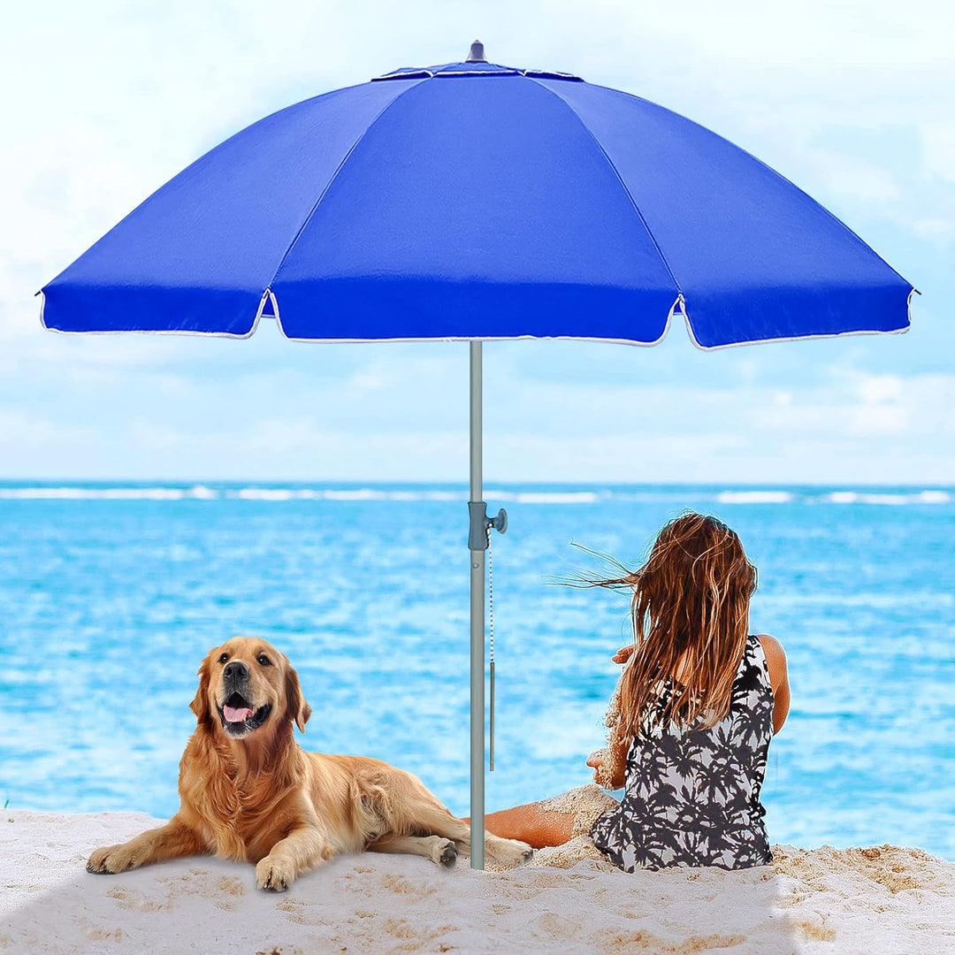 7 ft. Pocketbrella Beach Umbrella w/ Interior Storage & Anchor - Orange