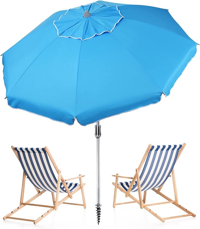 6 Ft. Classic Oxford Silverlined Beach Umbrella w/ anchor - Solids - Mint Green