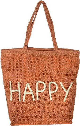 Jute Tote Bag Brown Orange Stripes