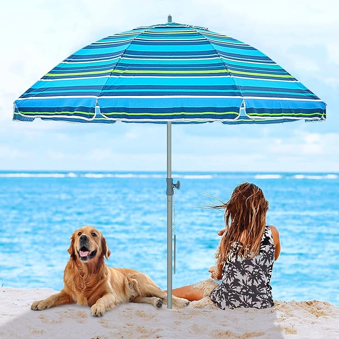 7 ft. Pocketbrella Beach Umbrella w/ Interior Storage & Anchor - Orange