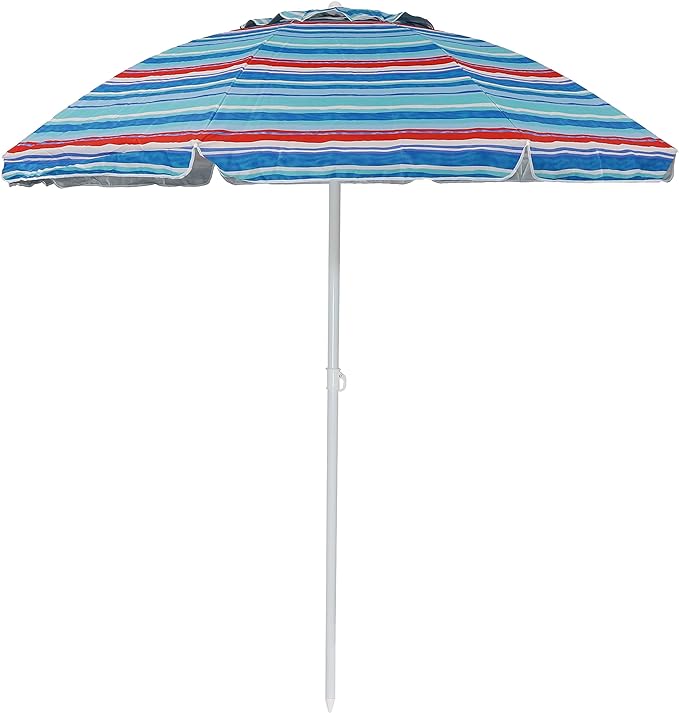 RIO Classic 6 ft. Sun Blocking Tilt Beach Umbrella - Stripe